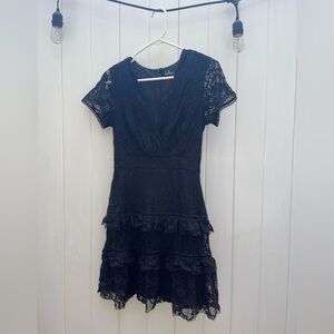 Lulu’s black floral midi dress